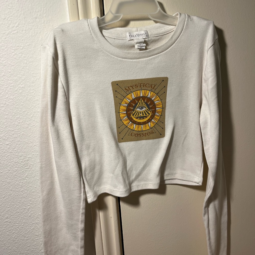 Tilly’s ‘Full Tilt’ Fitted Cropped Long Sleeve w/ Mystical Cosmos Design. Size S